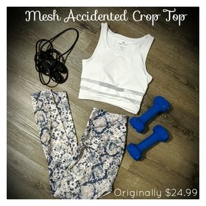 White Mesh Workout Yoga Cropped Top